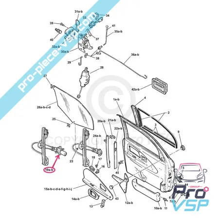 Lève vitre électrique droit pour Microcar Virgo 1 , 2 et 3