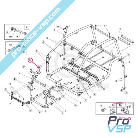 Right front leg for Microcar Mgo 3 and 4, Dué 2 P85 , Dué 3 P88