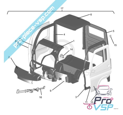 Porte gauche pour Ligier Xpro Casalini Kerry Microcar Mpro