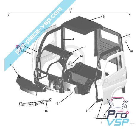 Porte droite pour Ligier Xpro Casalini Kerry Microcar Mpro