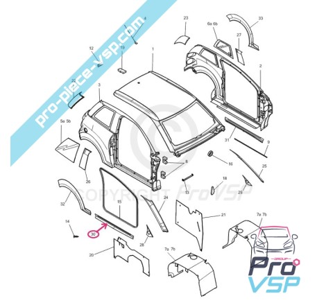 Bas de porte droite pour Microcar M8