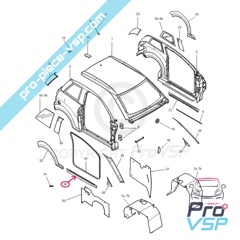 Right door low for Microcar M8