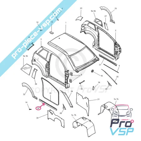 Right door low for Microcar M8