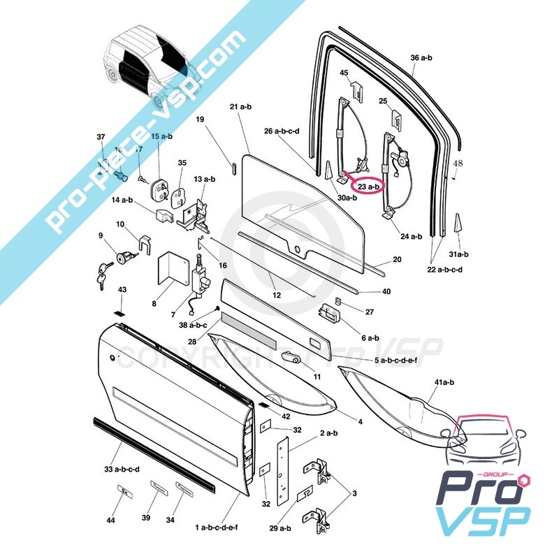 Right manual window lift