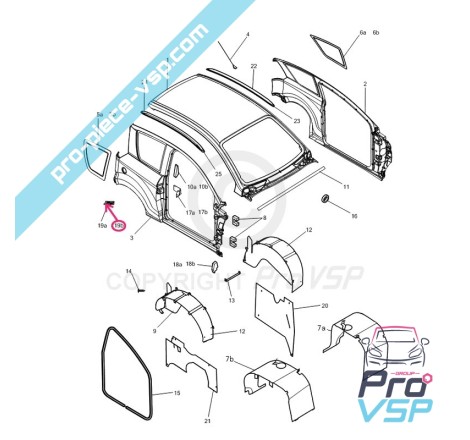 Logo de montant central gauche pour Microcar Mgo 1 et 2