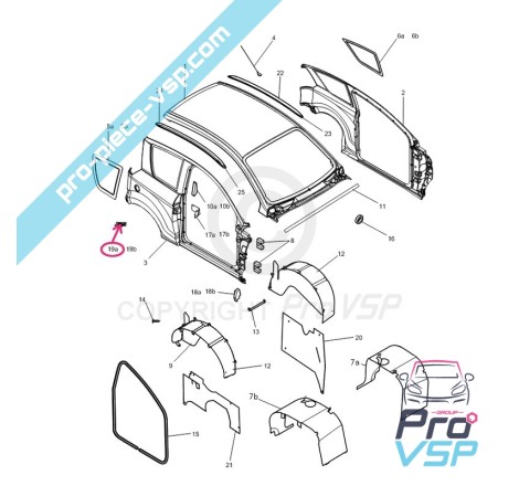 Logo de montant central droit pour Microcar Mgo 1 et 2