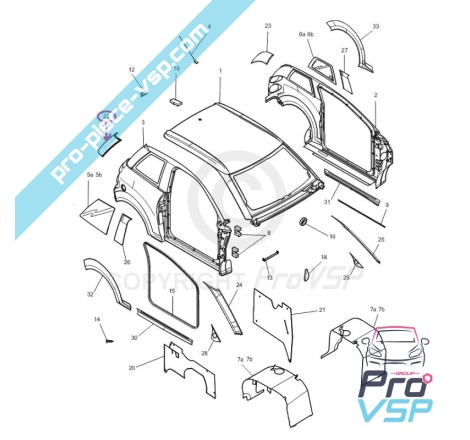 Quantidade traseira exterior direita para Microcar M8