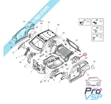 Passage de roue arrière gauche pour Ligier JS50 et JS50L phase 1