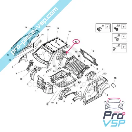 Passagem direita da roda traseira para Ligier JS50 e JS50L Fase 1