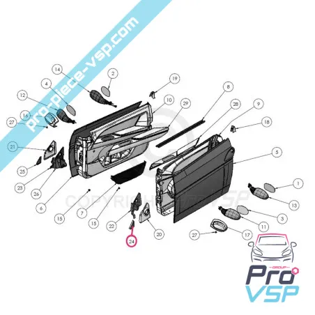 Triangolo dello specchio esterno sinistro per Ligier Ixo