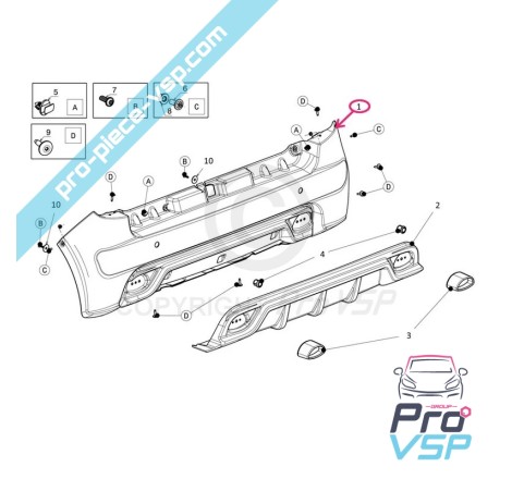 Pare choc arrière adaptable en plastique ABS pour Ligier JS50 et JS50L ( Sport )