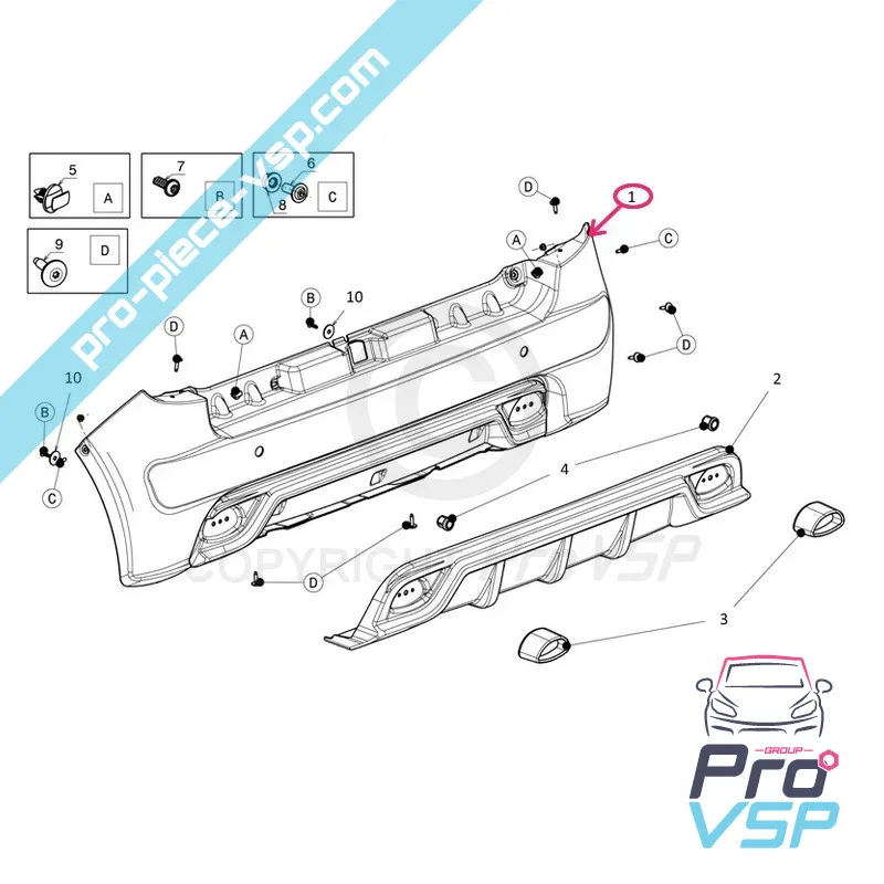 Rear bumper adaptable plastic ABS for Ligier JS50 e JS50L (Sport)