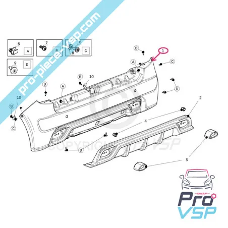 Rear bumper adaptable plastic ABS for Ligier JS50 e JS50L (Sport)