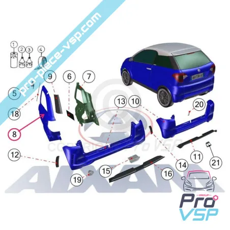 Left rear wing adaptable ABS plastic for Aixam Coupé (range Impulsion e Vision )