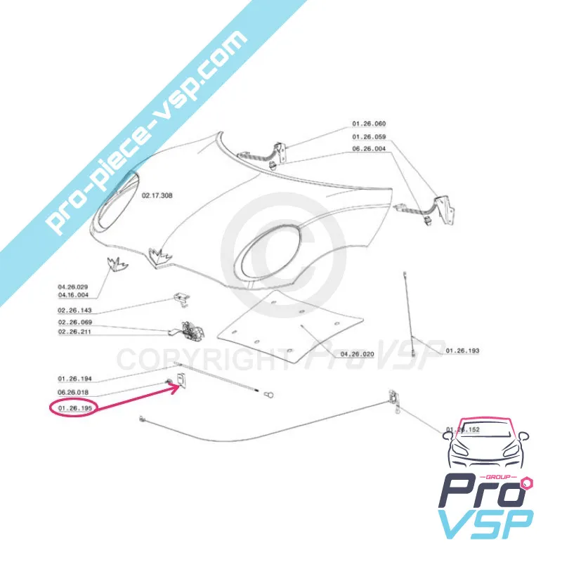 Hood hook holder for Chatenet Ch26 Ch28 Ch30 Ch32 Ch33 Sporteevo