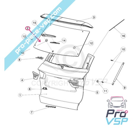 Lunette arrière teintée dégivrante pour jdm xheos