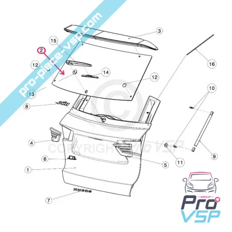 Lunette arrière teintée dégivrante pour jdm xheos