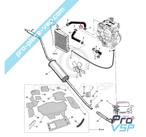 Durite supérieure de liquide de refroidissement pour microcar virgo mc1 mc2 ( moteur lombardini )