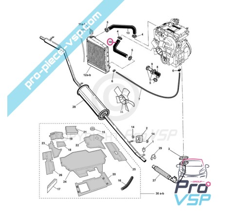 Mangueira de líquido de resfriamento inferior para microcar virgo mc1 mc2 (Motor Lombardini)