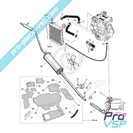 Unterkühlungs-Flüssigkeitsschlauch für Mikrocar virgo mc1 mc2 (Lombardini-Motor)