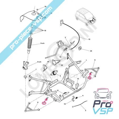 Scheda di supporto anteriore per paraurti per Microcar Mc1 Mc2