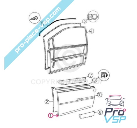 Panneau de porte extérieure gauche pour Aixam 300 400 500 400evo 400.4 500.4 500.5 500evo