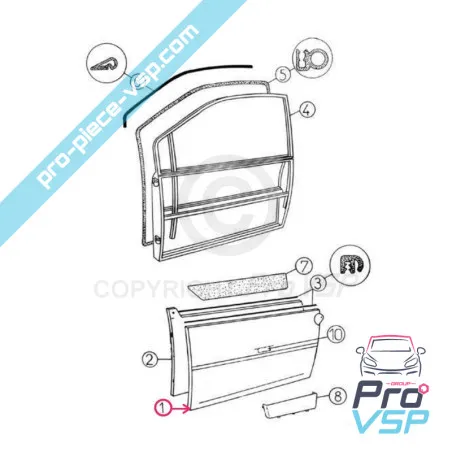 Panneau de porte extérieure droite pour Aixam 300 400 500 400evo 400.4 500.4 500.5 500evo