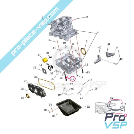 Vis de palier de vilebrequin pour moteur Lombardini DCI HDI