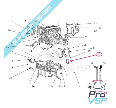 Broto lateral do virabrequim para o motor Lombardini 502 Euro4