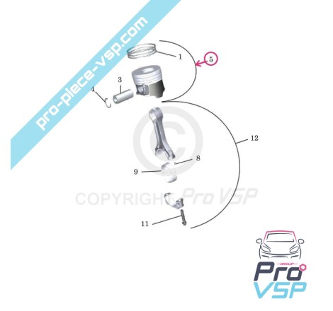 Piston origine pour moteur Lombardini Dci 492 480 Hdi