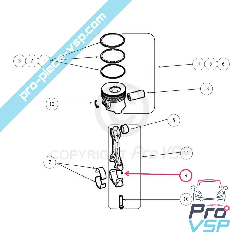 Guia de haste do motor original Lombardini DCI 442