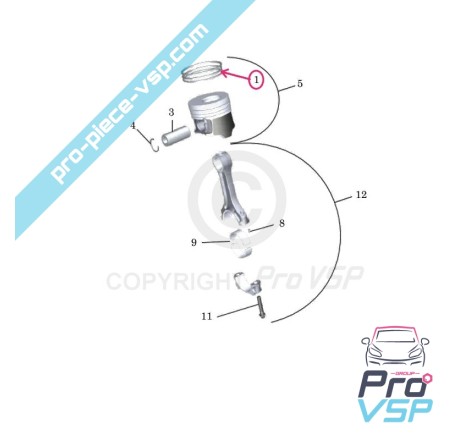 Segments origine pour moteur Lombardini DCI 492 et 480 Hdi