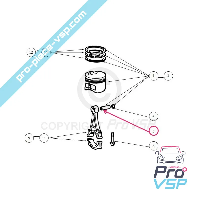 Axa pistonului pentru motor Lombardini Focs 502