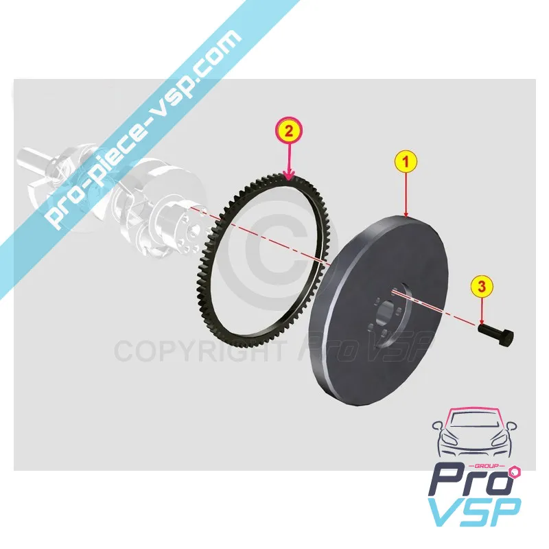 Couronne de volant moteur 73 dents pour moteur Lombardini Focs Progress 502 523