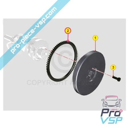 Couronne de volant moteur 73 dents pour moteur Lombardini Focs Progress 502 523