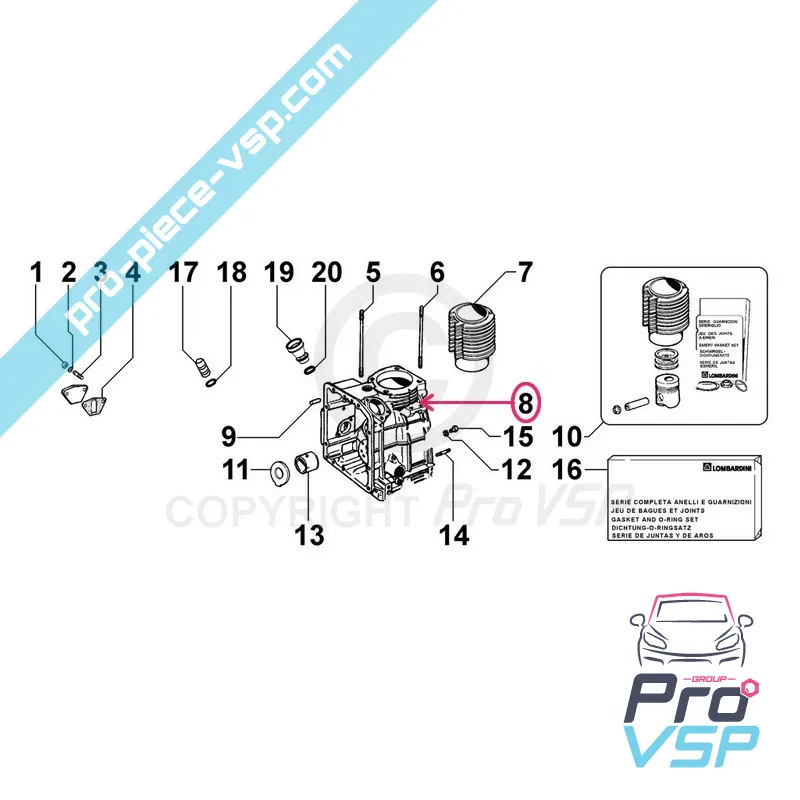 Bloc moteur pour moteur Lombardini 6LD325