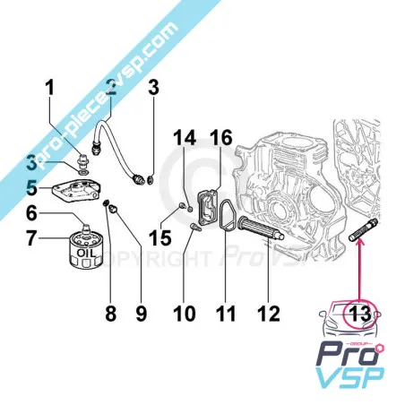 Filtre d'aspiration d'huile pour moteur Lombardini 15LD