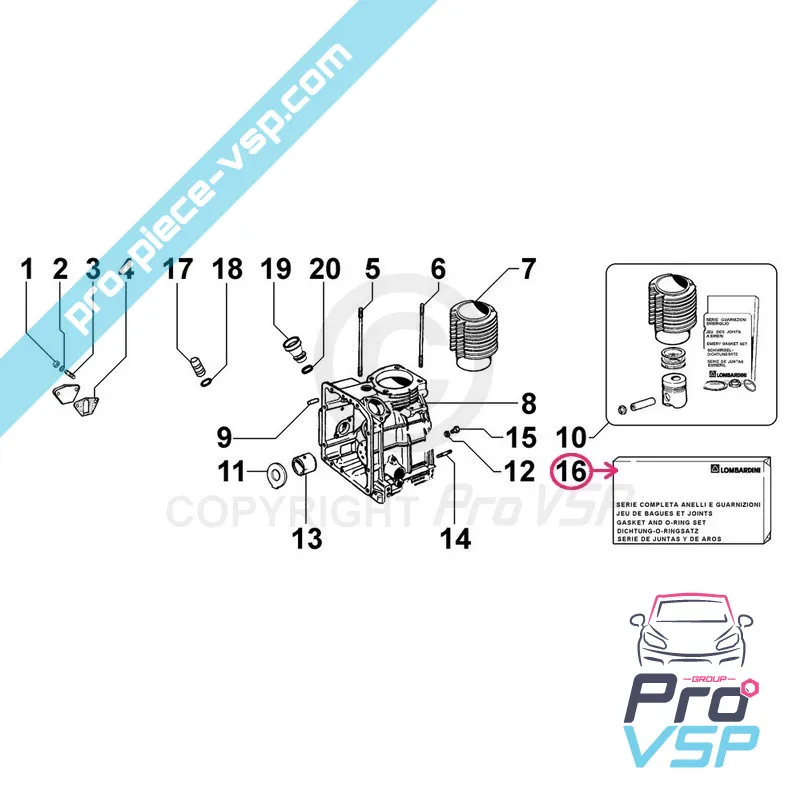 Pochette de joints pour moteur Lombardini 6LD325 Pochette de joints pour moteur Lombardini 6LD325