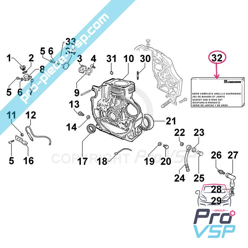 Pochette de joints pour moteur Lombardini 15LD