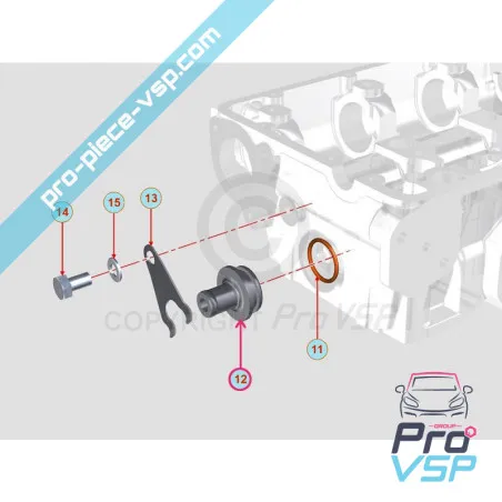 Bride sortie de durite de chauffage pour moteur Lombardini 502 523