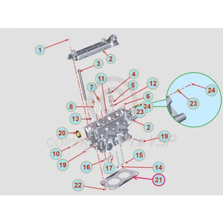 Kopfgelenk 3 originale Einkerbungen für Motor Lombardini DCI