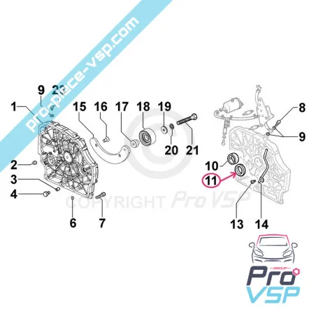 Joint spi de vilebrequin pour moteur Lombardini 15LD