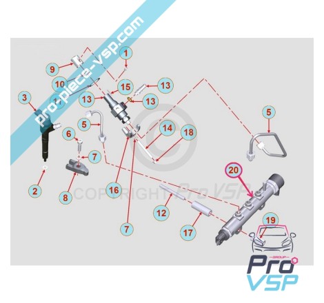 Rampe d'injection origine pour moteur Lombardini DCI