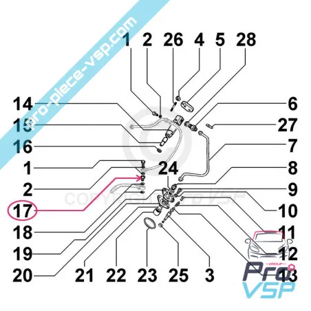 Raccord d'entrée de pompe à injection pour moteur Lombardini 6LD325