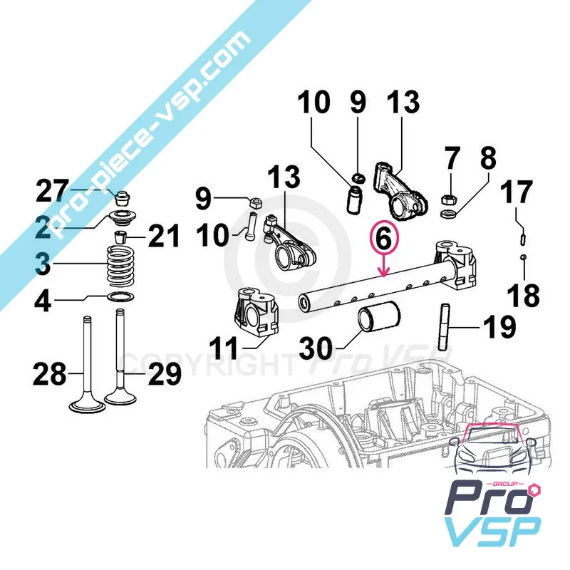 Axe de culbuteur pour moteur Lombardini LGW 523