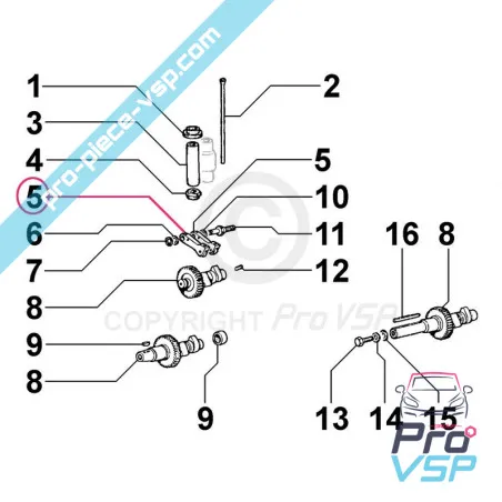 Leva del gambo della valvola del motore Lombardini 6LD325