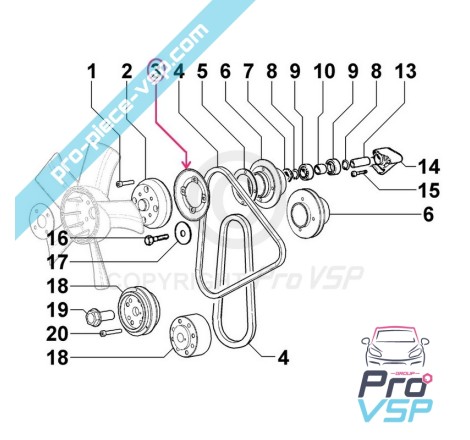 Flange de polia de ventilação do motor Lombardini Focs 502 523