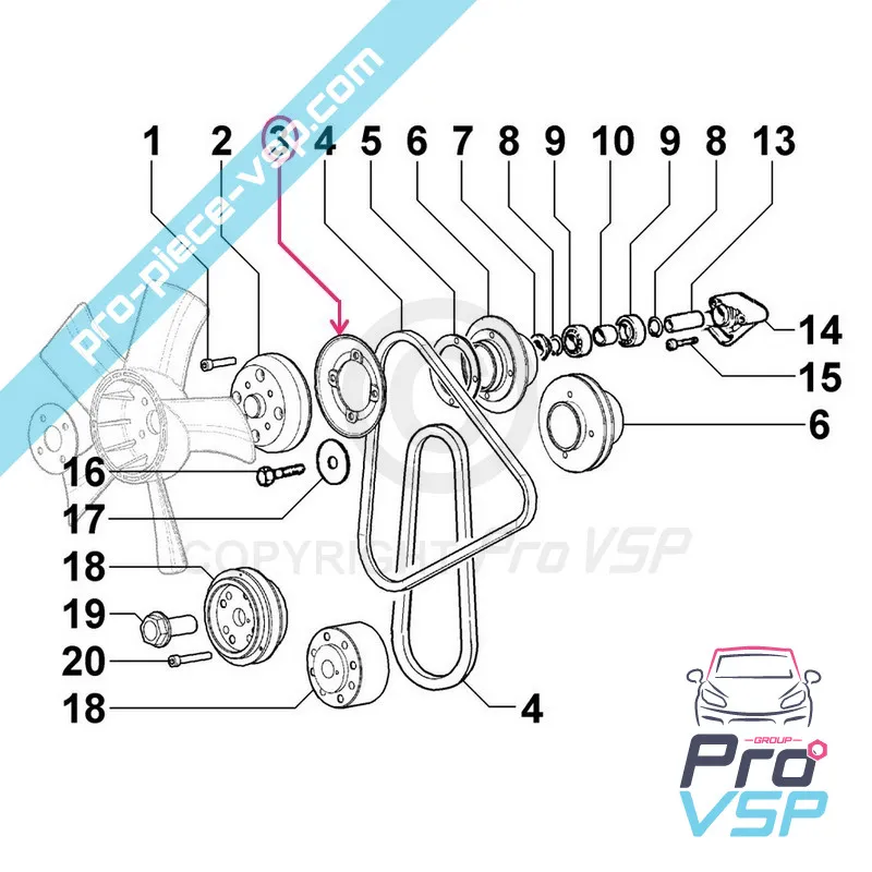 Brida de polea de ventilación del motor Lombardini Focs 502 523