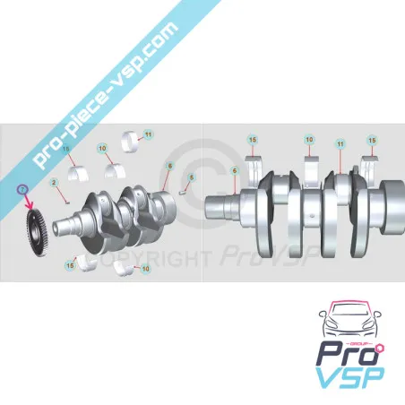 Crankshaft pingon for engine Lombardini DCI